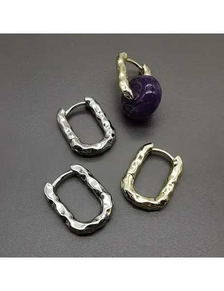 Серьги-овалы, рифлёные, 17*22 мм, позолота, родий