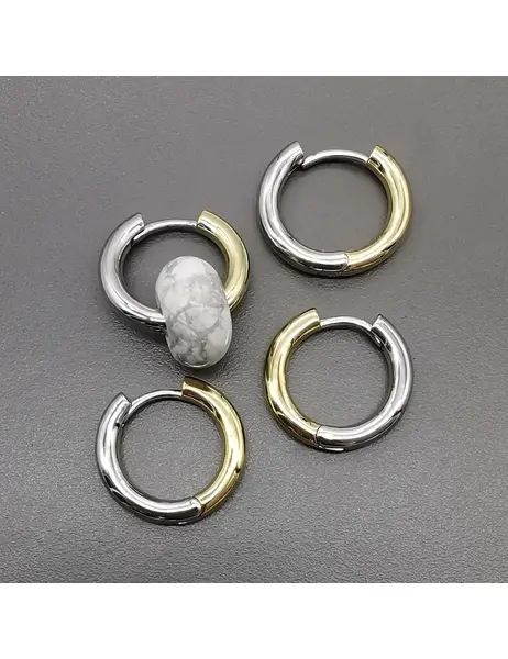 Серьги-кольца NEW, 19*3 мм, биколор
