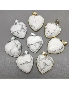 Подвеска Сердце Кахолонг, 24*28 мм, позолота, родий