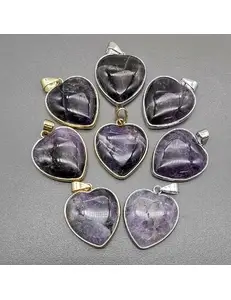 Подвеска Сердце Аметист, 24*28 мм, позолота, родий