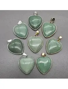 Подвеска Сердце Нефрит, 24*28 мм, позолота, родий