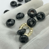 Бусина Рондель, черный Агат, 14*8 мм