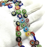 Бусины Цветок плоский, стекло, 10 мм, микс