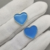 Подвеска Сердце рифленые края, с голубой эмалью, 16 мм
