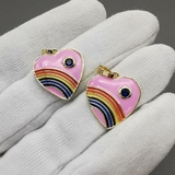 Подвеска Радужное сердце (розовое), позолота, 18 мм