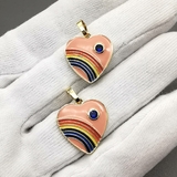 Подвеска Радужное сердце (оранжевое), позолота, 18 мм