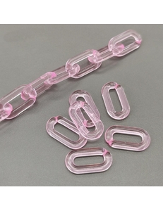 Звено Цепь Пластик, прозрачно-розовый, 19*13 мм