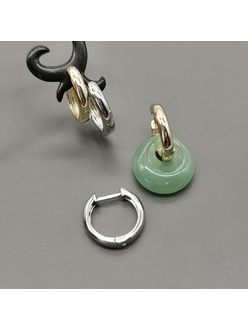 Серьги-кольца, 17*3 мм, родий, позолота