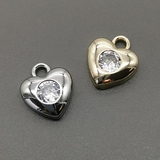 Подвеска Сердце, с фианитом, 13*15 мм