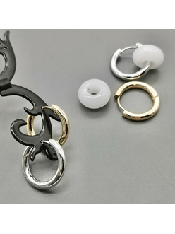 Серьги кольца, конго, 21*3 мм, позолота, родий