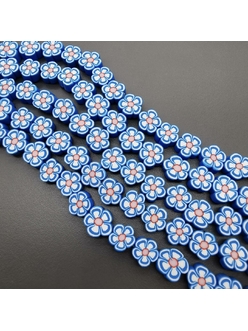 Бусины Голубые цветочки, силикон, 9.5 мм, шт