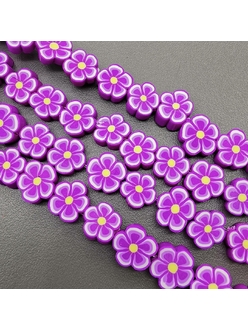 Бусины цветок пурпурный, силикон, 9.5 мм, шт