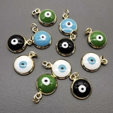 Подвеска Глазок с эмалью, позолота, 10 мм