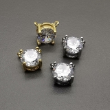 Бусина Глазок с фианитом, 8 мм, позолота, родий