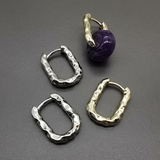 Серьги-овалы, рифлёные, 15*20 мм, позолота, родий