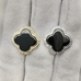 Швензы Клевер с черной керамикой и фианитами, 17.5 мм, позолота, родий