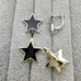 Швензы Звезда с черной эмалью, 17 мм, позолота, родий