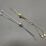 Браслет-коннектор с регулируемой застежкой и фианитом, 11 см, позолота, родий