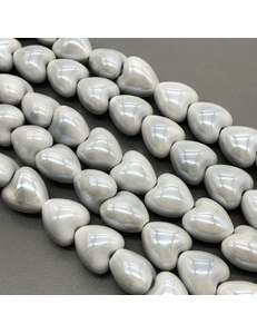 Бусина Сердце из керамики, серый, 12 мм, шт