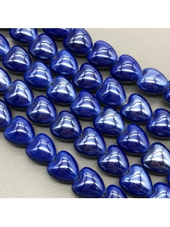 Бусина Сердце из керамики, синий, 12 мм, шт