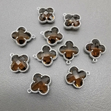 Подвеска Клевер, коньячный, 12 мм, родий