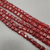 Бусина стеклянная Квадрат, красный, 6 мм