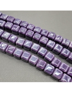 Бусина Квадрат из керамики, фиолетовый, 9 мм, шт