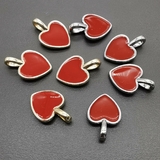 Подвеска Сердце, с красной эмалью, 10*15 мм, позолота, родий