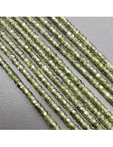 Бусины Фианит, граненные, светло-зеленый, 2*3 мм