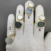 Видео - Двойные кольца срез Агата с жеодами и натуральным жемчугом, позолота, тип 67