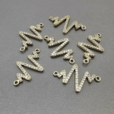 Коннектор Молния с фианитами, 14*22 мм, позолота