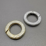 Замок Круглый карабин с фианитами, 25.5*4.5 мм, позолота, родий