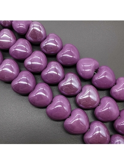 Бусина Сердце из керамики, фиолетовый, 17*15 мм, шт