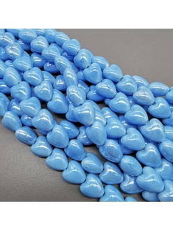 Бусина Сердце из керамики, голубой, 12*12.5 мм, шт