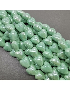 Бусина Сердце из керамики, зеленый, 12*12.5 мм, шт