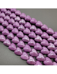 Бусина Сердце из керамики, фиолетовый, 12*12.5 мм, шт