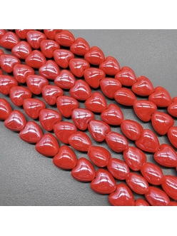 Бусина Сердце из керамики, красный, 12*12.5 мм, шт