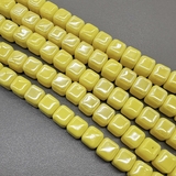 Бусина Квадрат из керамики, желтый, 9 мм, шт