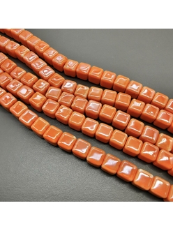 Бусина Квадрат из керамики, оранжевый, 9 мм, шт