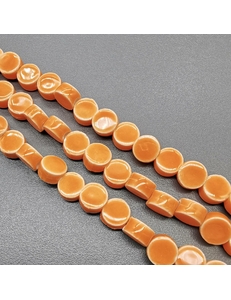 Бусина Таблетка из керамики, оранжевый, 11*6 мм, шт