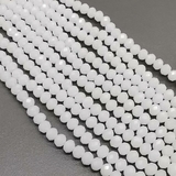 Бусина стеклянная рондель, граненная, белый, 3*4 мм