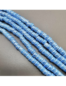 Бусина Рондели из керамики, голубой, 6.5*4.4 мм