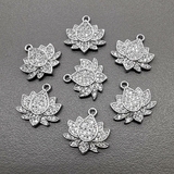 Подвеска Лотос, с фианитами, 13 мм, родий