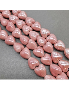 Бусина Сердце из керамики, розовый, 12*12,5 мм, шт