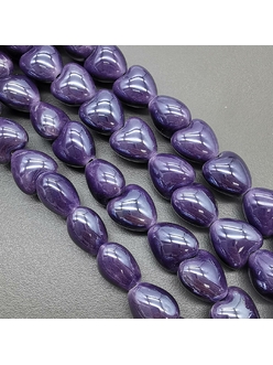 Бусина Сердце из керамики, темно-фиолетовый, 12*12.5 мм, шт