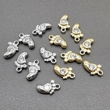 Подвеска Пятка младенца, с фианитом, 6*10 мм, позолота, родий