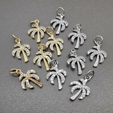 Подвеска Пальма с фианитами, 10*15 мм, позолота, родий