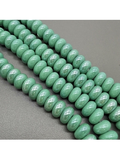 Бусина Рондель из керамики, зеленый, 11*6 мм, шт