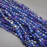 Бусина стеклянная Квадрат, синий с переливом, 6 мм