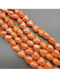 Бусина Сердце из керамики, оранжевый, 12*12.5 мм, шт